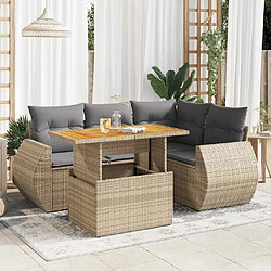 vidaXL Salon de jardin avec coussins 5 pcs beige résine tressée