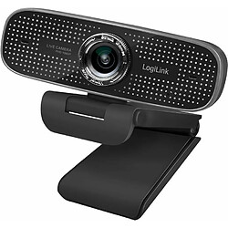 LogiLink UA0378 Webcam HD USB avec Objectif Grand Angle 100° et Double Microphone antibruit avec Mise au Point Manuelle pour vidéoconférence et Streaming en Direct Noir