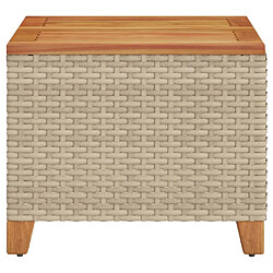 Maison Chic Table de jardin | Table d'extérieur beige 45x45x37 cm résine tressée et bois acacia -GKD28511 pas cher