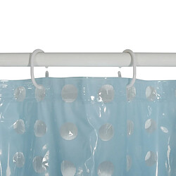 MSV Rideau de douche PVC 180x200cm Bleu Clair - Anneaux inclus