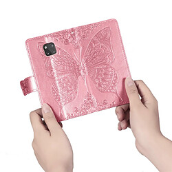 Wewoo Housse Coque Étui en cuir à rabat horizontal Butterfly Love Flowers gaufrage pour Huawei Mate 20 Proavec support et emplacements cartes et porte-monnaie Rose