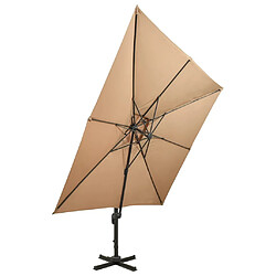 Helloshop26 Parasol déporté à double toit 300 x 300 cm taupe 02_0008561