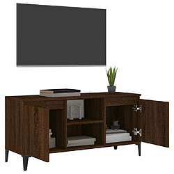 Acheter Maison Chic Meuble TV scandinave avec pieds - Banc TV pour salon en métal Chêne marron 103,5x35x50 cm -MN28677