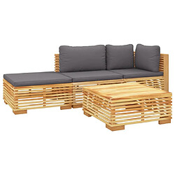 Avis Maison Chic Salon de jardin 4 pcs + coussins - Mobilier/Meubles de jardin - Table et chaises d'extérieur Bois de teck solide -MN23825