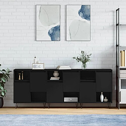 vidaXL Buffets 3 pcs noir bois d'ingénierie