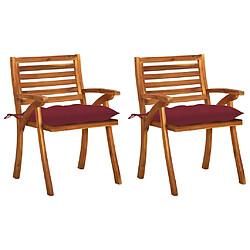 vidaXL Chaises à manger de jardin avec coussins lot de 2 Acacia massif