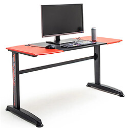 Pegane Bureau d'ordinateur / Table de jeu coloris noir et rouge - Longueur 140 x Hauteur 72 x Profondeur 65 cm