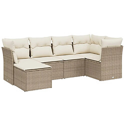 vidaXL Salon de jardin avec coussins 6 pcs beige résine tressée