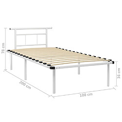 vidaXL Cadre de lit sans matelas blanc métal 100x200 cm pas cher