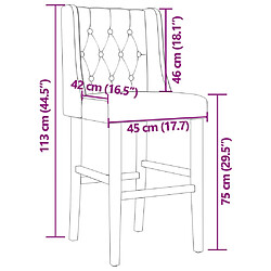 vidaXL Chaises de bar lot de 2 bois massif d'hévéa et tissu pas cher