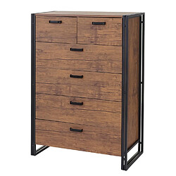 Mendler Buffet haut HWC-A27, 115x80x40cm, 6 tiroirs, aspect chêne