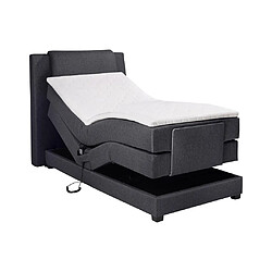 Avis Vente-Unique Ensemble complet boxspring tête de lit + sommiers relaxation électrique + matelas + surmatelas - 100 x 200 cm - Tissu - Anthracite - CASTEL II de PALACIO