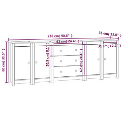 vidaXL Buffet 230x35x80 cm Bois massif de pin pas cher