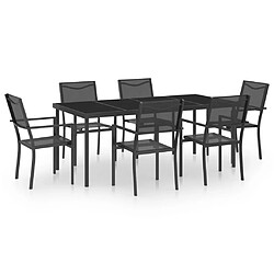 Maison Chic Salon de jardin de salle à manger 7 pcs,Table et Chaises d'extérieur,Mobilier de jardin Acier -MN80542