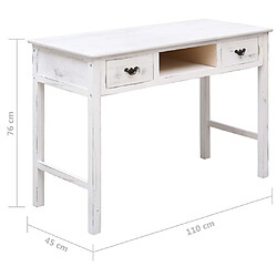 vidaXL Table console Blanc antique 110 x 45 x 76 cm Bois pas cher