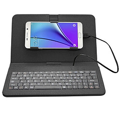 Acheter Wewoo Clavier QWERTY tablette noir pour Android / Mobile Phone filaire en cuir étui de protection avec support