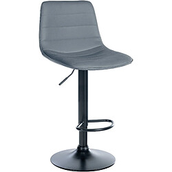 Decoshop26 Tabouret de bar chaise haute x1 avec repose-pieds incurvé en PVC gris structure métallique noir 10_0005122