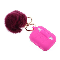 Avis Coque en silicone avec boucle boule velue rose pour votre Apple AirPods Pro