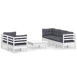 Maison Chic Salon de jardin 6 pcs + coussins - Mobilier/Meubles de jardin - Table et chaises d'extérieur anthracite Bois de pin -MN85664