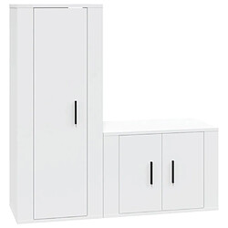 Maison Chic Ensemble de meubles TV 2 pcs pour salon - Blanc Bois d'ingénierie -MN78302