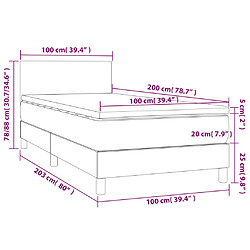 Maison Chic Lit adulte- Lit + matelas,Sommier à lattes de lit avec matelas LED Noir 100x200cm Velours -GKD46419 pas cher