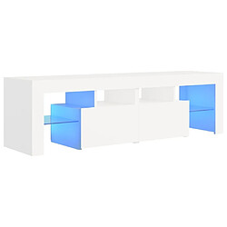 Maison Chic Meubles TV avec lumières LED - Banc TV pour salon Blanc 140x36,5x40 cm -MN74132