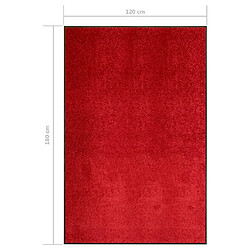 vidaXL Paillasson lavable Rouge 120x180 cm pas cher