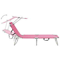 Acheter Maison Chic Chaise longue, Transat pliable avec auvent acier rose magento