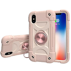 Universal Associable YH pour l'iPhone X / XS / 5.8 Shell de téléphone mobile, coque de support de rotation de couleur de contraste, couvercle de protection tout compris tout compris (rose)