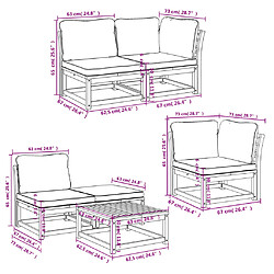 vidaXL Salon de jardin 6 pcs avec coussins bois d'acacia solide pas cher