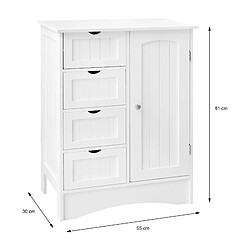 Acheter ML DESIGN MODERN LIVING Armoire salle de bain commode avec tiroirs et porte blanc robuste 55x81x30 cm