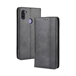 Etui en PU style vintage noir pour votre Samsung Galaxy A11