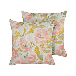 Beliani Lot de 2 coussins ZAHRIYE 45 x 45 cm Floral Rose