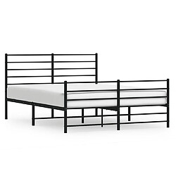 Maison Chic Lit adulte - Lit simple Cadre de lit métal avec tête de lit/pied de lit,Structure du lit Contemporain pour chambre noir 150x200 cm -MN19102