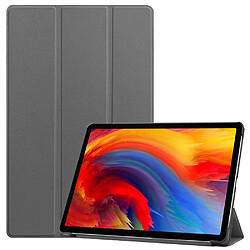 Etui en PU Réveil/Veille automatique avec support tri-pliure gris pour votre Lenovo Pad Plus