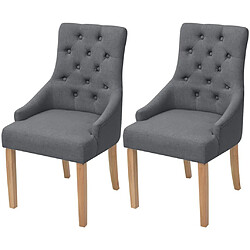 Decoshop26 Lot de 2 chaises de salle à manger cuisine style moderne dossier capitonné en tissu gris foncé CDS020531