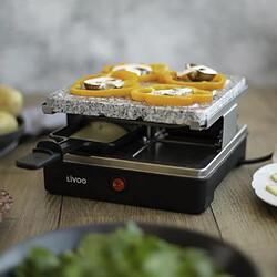 Livoo Appareil à raclette support Pierre 4 personnes revêtement antiadhésif Plateau en Pierre de granite 600W