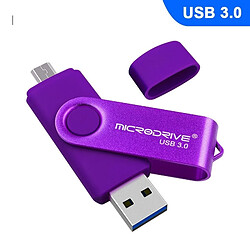 Wewoo Clé USB MicroDrive 64 Go USB 3.0 Téléphone et ordinateur Android Double disque rotatif en métal U violet