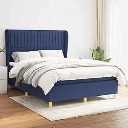 Maison Chic Lit Adulte - Lit simple Lit à sommier tapissier avec matelas moelleux - Meuble de Chambre - Bleu 140x190 cm Tissu -MN34396