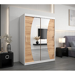 Abiks Meble Armoire Wave à portes coulissantes 200/150/62 2 portes (blanc/artisan)