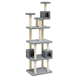 Helloshop26 Arbre à chat meuble tour grimper jouet grattage grattoir escalade plateforme avec griffoirs en sisal clair 188 cm gris 02_0022598