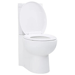 vidaXL Toilette d'angle en céramique pour salle de bains blanc