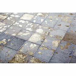 Avis Paris Prix Tapis Patchwork en Cuir Rocket Ivoire & Or 160 x 230 cm