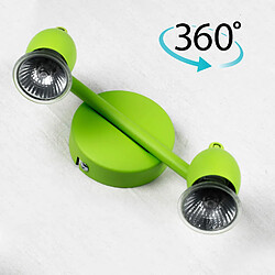 Corep Luminaire Plafonnier Reglette vert 2 Spots orientables GU10 42 W halogene LED