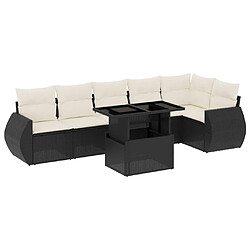 vidaXL Salon de jardin 7 pcs avec coussins noir résine tressée