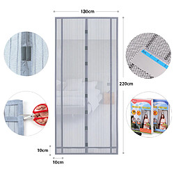 Sekey 220x130 cm Rideau magnétique anti-insectes idéal pour porte de balcon, porte de cave, porte de terrasse (découpable en hauteur et largeur), Montage facile à coller, Gris