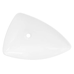 ML-Design Lavabo en Céramique Blanc, 69 x 46 x 13 cm, Triangulaire, Vasque à Poser sur Plan de Toilette, Lave-Mains Évier pour la Salle de Bain/WC Invités, Design Moderne, sans Matériel de Montage