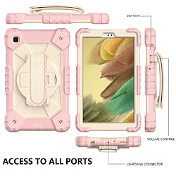 Coque en TPU + Silicone Couleur de contraste de conception avec béquille en dragonne Or rose/Beige pour votre Samsung Galaxy Tab A7 Lite 8.7 pouces T225/T220 (2021)