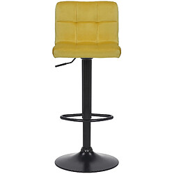 Decoshop26 Lot de 2 tabourets de bar en velours jaune coutures décoratives piètement métal noir 10_0004148