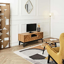 The Home Deco Factory Meuble TV 2 portes et 1 tiroir en bois FELIX - Marron et noir